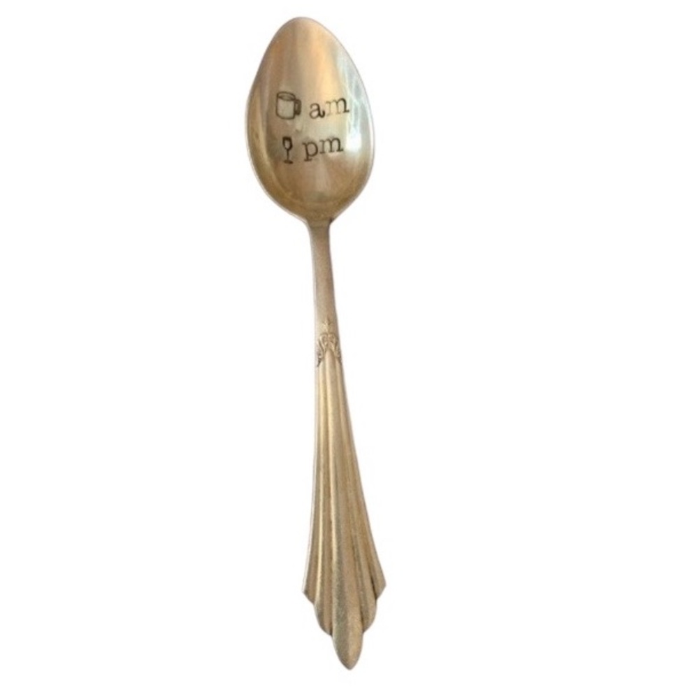 Coffee Am Wine Pm Silver Spoon Marked by Designer Silverware Housewares